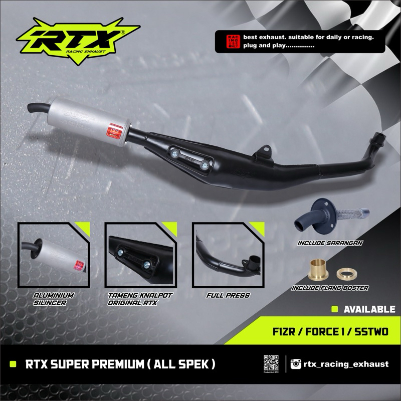 Knalpot standar racing RTX PREMIUM FIZR F1ZR FORCE1 model FULLPRESS EXHAUST ORIGINAL RTX RACING EXHA