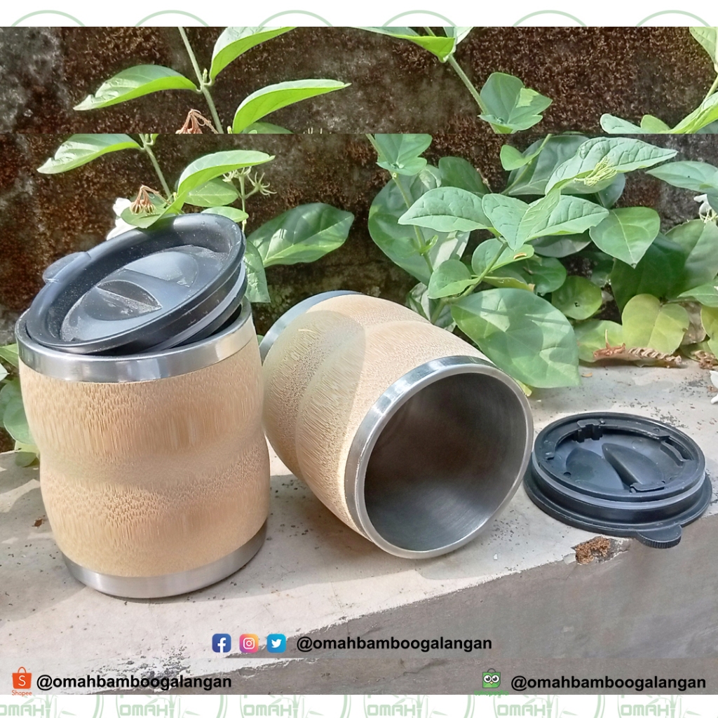 Mug Bambu Stainless Unik Mug Stainless Cover Bambu Souvenir Mug Bambu Antik Elegant Menawan Mug Bamb
