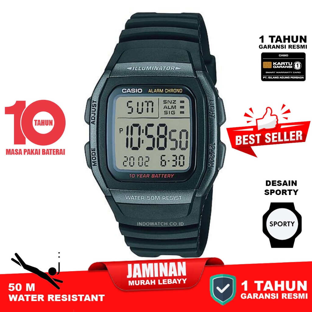 Casio W-96H-1BV w96h jam tangan original garansi resmi