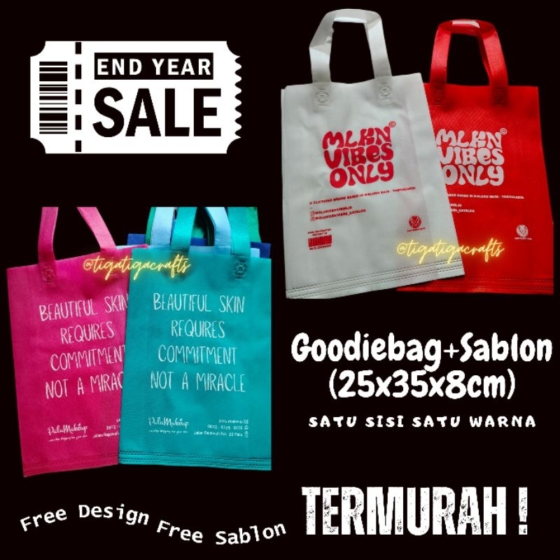 

TLS 25X35 SABLON goodiebag 25x35 custom sablon tas lipat samping free sablon goodiebag tas kain sablon logo free design