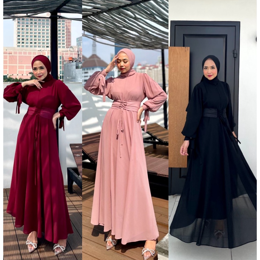 Murah.. Lively Long Dress Kondangan Gamis Pesta Seragam Bridesmaid Gaun Prewedding Baju Muslim Polos