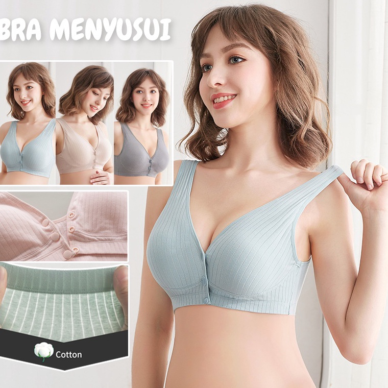 Harga Bersahabat.. Bra Menyusui Tanpa Kawat Bra Jumbo Push Up Bra Kait Depan Nursing Bra Menyusui Bu