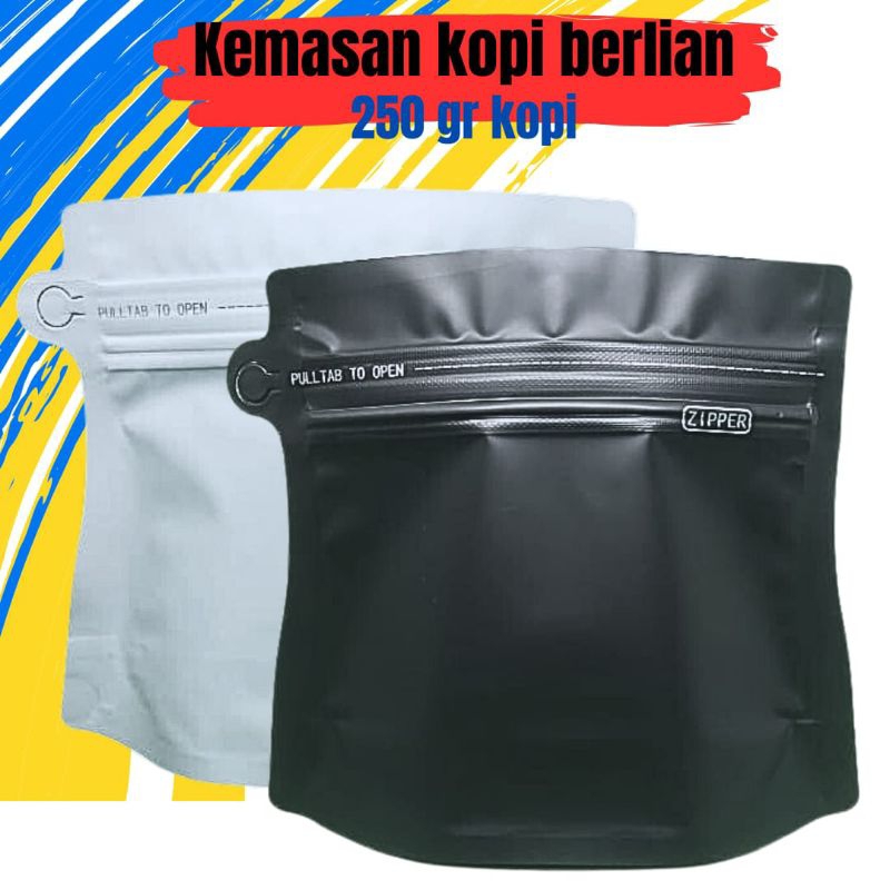 KEMASAN KOPI 250 GR MODEL BERLIAN/TRAPESIUM KLIP ZIPLOCK