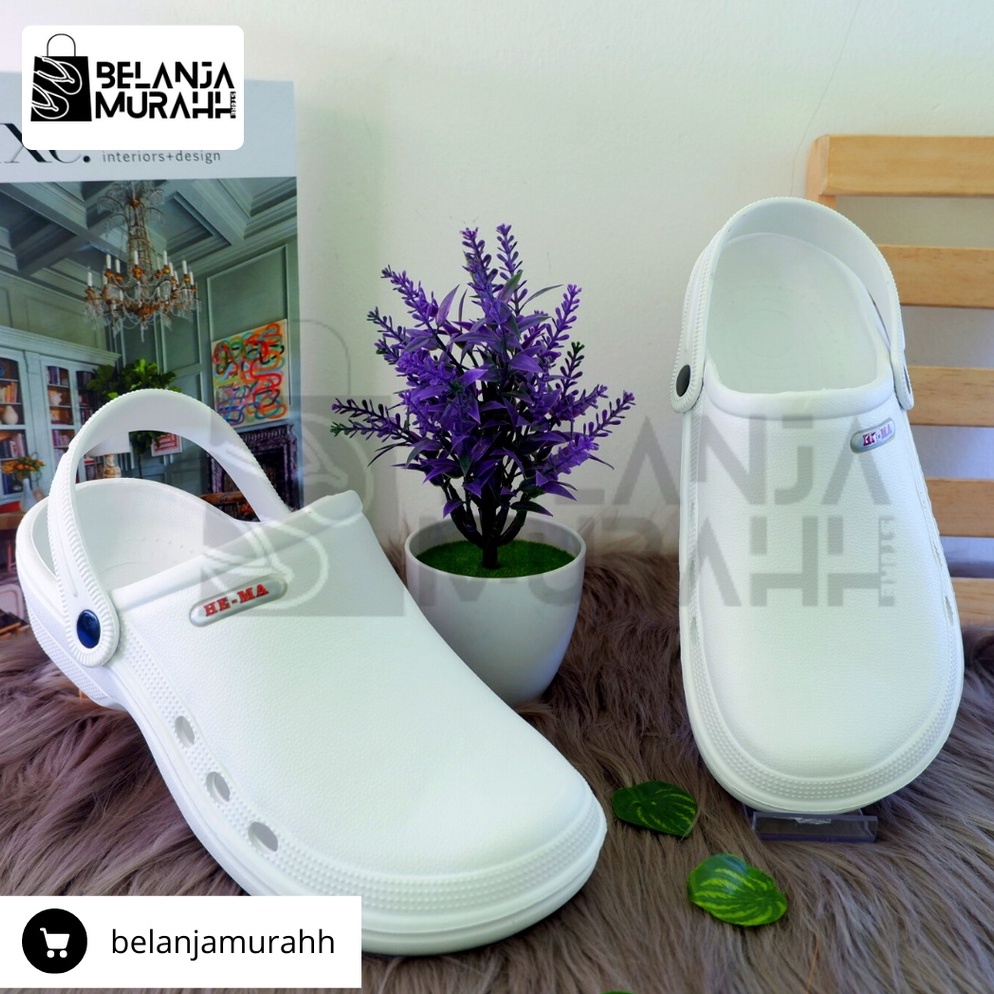 Top Sale.. Sandal Sepatu Model CROCS Putih Sandal KODOK HE-MA Putih Sandal Baim Sendal PERAWAT/ Sand