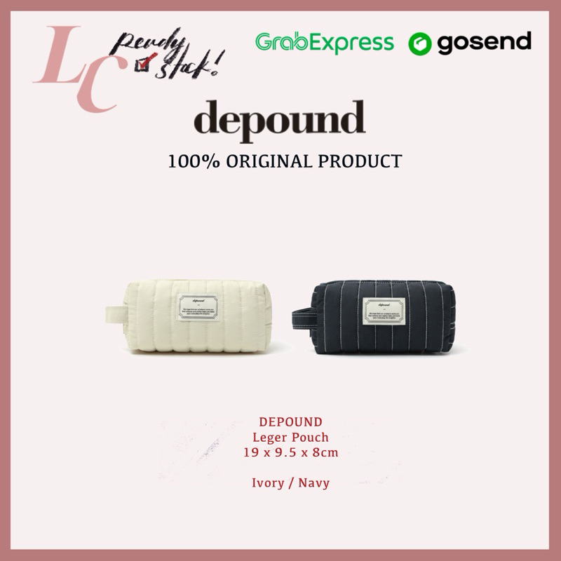 <READY STOCK> DEPOUND LEGER POUCH in ivory / navy — TAS KOSMETIK MAKEUP POUCH