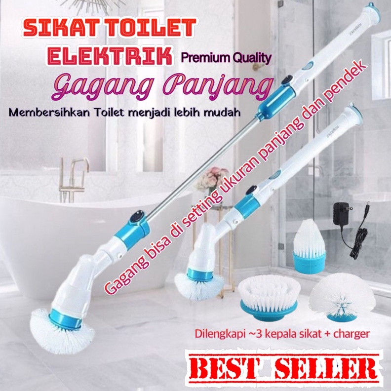 ✨Original✨ AZ Sikat Wc Elektrik Lantai WC Dinding Kamar Mandi Dapur Sikat Toilet Gagang Panjang Pel 
