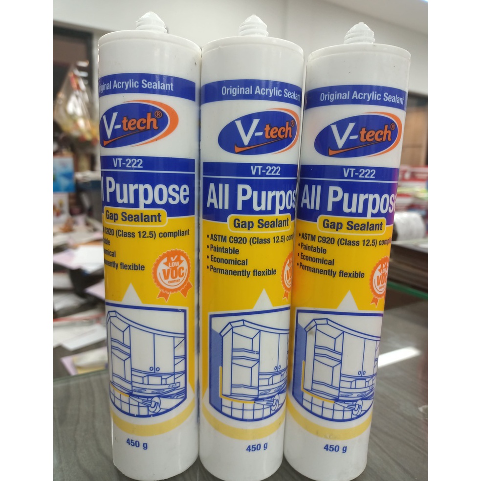 Hot Sale.. SELLEYS VT 222 -ACRYLIC SEALANT 450GRAM- Lem Kaca sealent Silicone Clear Bening Putih Hit