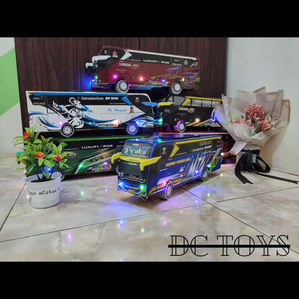 TERBARU MAINAN MINIATUR BUS TELOLET BASURI STJ DRAKA FULL LAMPU