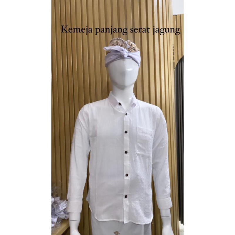 kemeja cowok spesial warna putih // kemeja bahan katun serat jagung