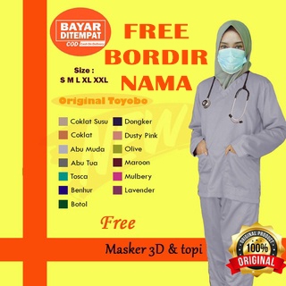 FREE BORDIR baju ok TOYOBO / baju ok lengan panjang / baju jaga perawat / baju petugas medis