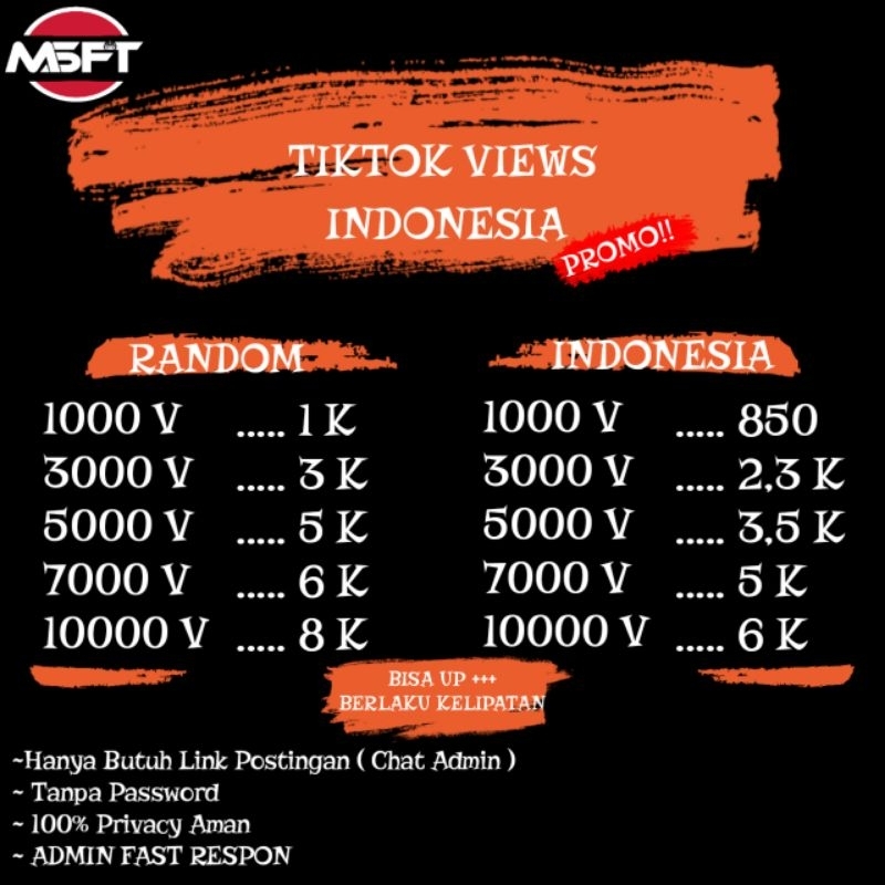 TIKTOK VIEWS PROMO RANDOM & INDONESIA || TERBATAS TIAP HARINYA