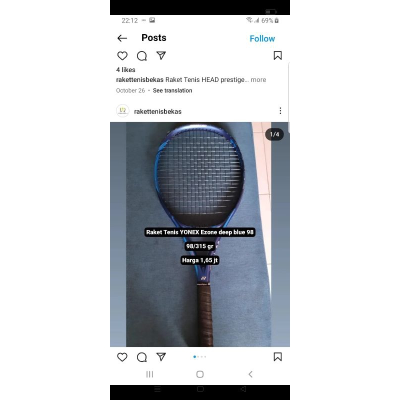 raket tenis yonex ezone deep blue 98