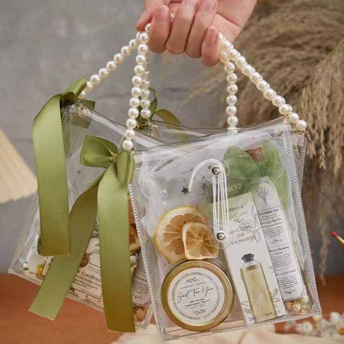 

MYNQ3772 (COD )NEW_PRODUCT Tas Hampers Transparan Mika Ulang Tahun Anak Premium Tali Mutiara Goodie Bag Bingkisan Sourvenir Ultah Bahan PVC Bening