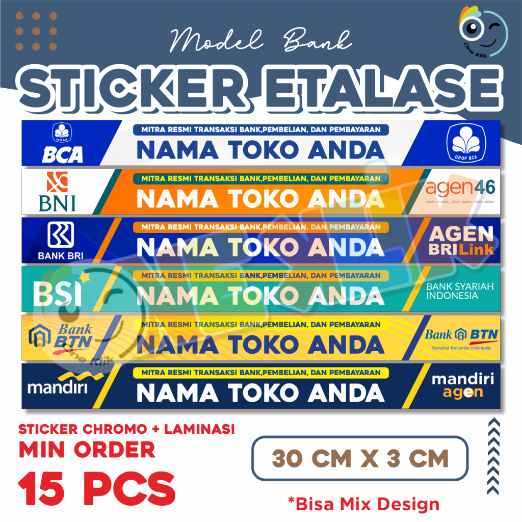 Stiker Etalase Konter / Stiker Agen Bank/ Stiker Bank Murah / brilink / agenmandiri ( MIN 15 PCS)