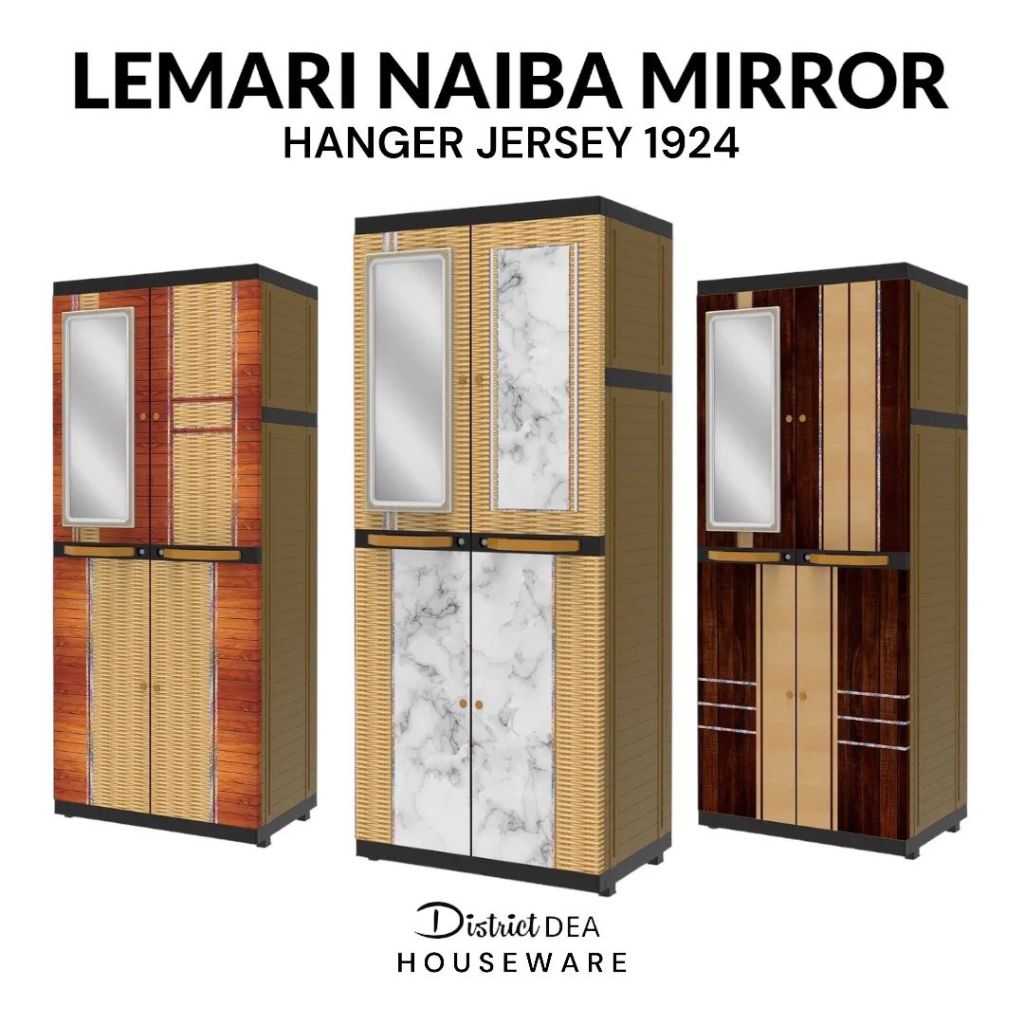 Lemari Naiba Mirror Hanger 2 Pintu/Lemari Pakaian Plastik