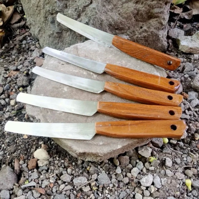 Pisau Dapur Stainless Gagang Kayu Pisau Tradisional 24cm Pisau Lokal