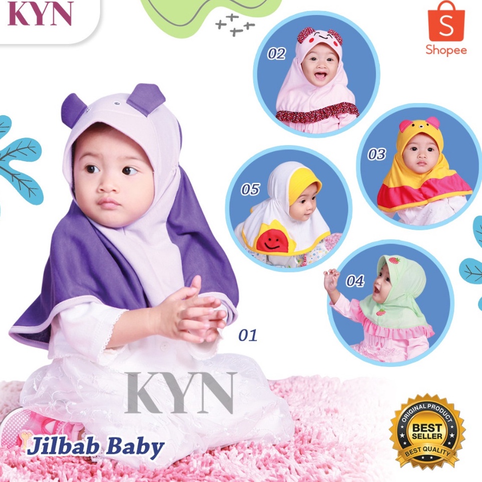 KYN Jilbab Bayi 0-12 Bulan Hijab Baby/Kerudung Anak Lucu