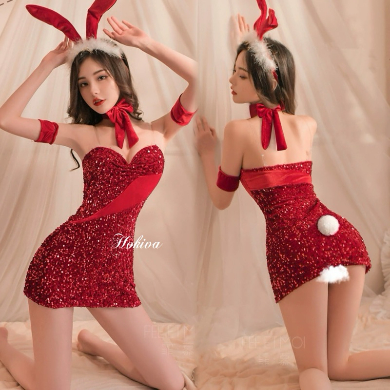 396 Lingerie Sexy Mini Dress Baju Sexy Cosplay Santa Rabbit Baju Sexy Wanita