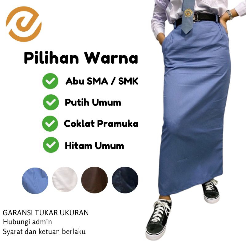 Terbaru Alghina - Rok Sekolah Anak Sma/Smk Model Span Belakang Panjang Warna Abu-Abu,Hitam,Coklat &