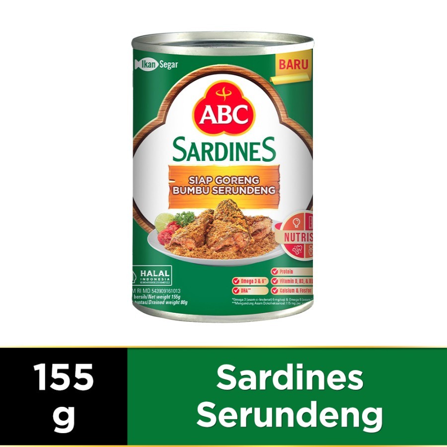 

ABC Sarden Siap Goreng Bumbu Serundeng 155 g