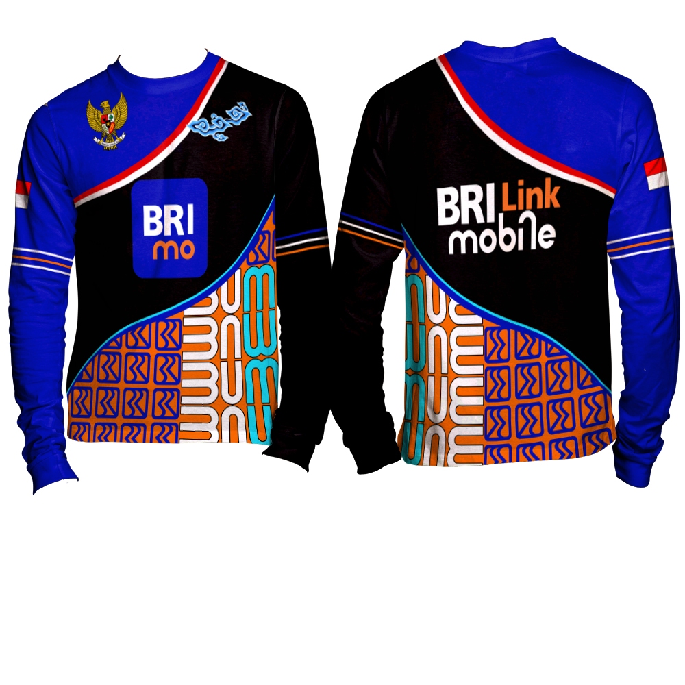 Baju Kaos BRImo Pria / Kaos BRImo Pria Lengan Panjang / Kaos T-shirt Pria Jersey BRImo Fullprint