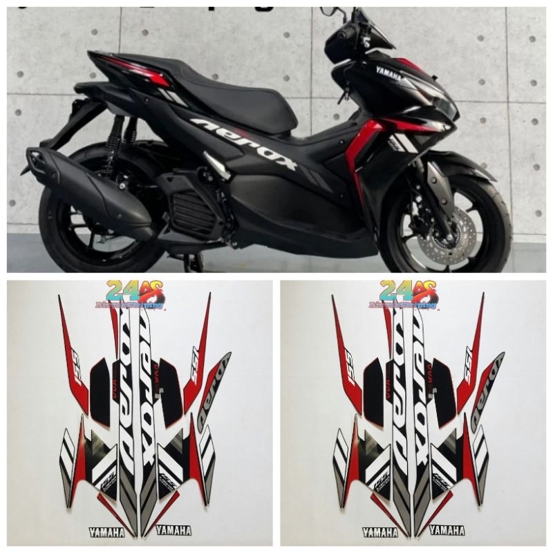 Stiker Striping new aerox 155 connected abs tahun 2021 hitam