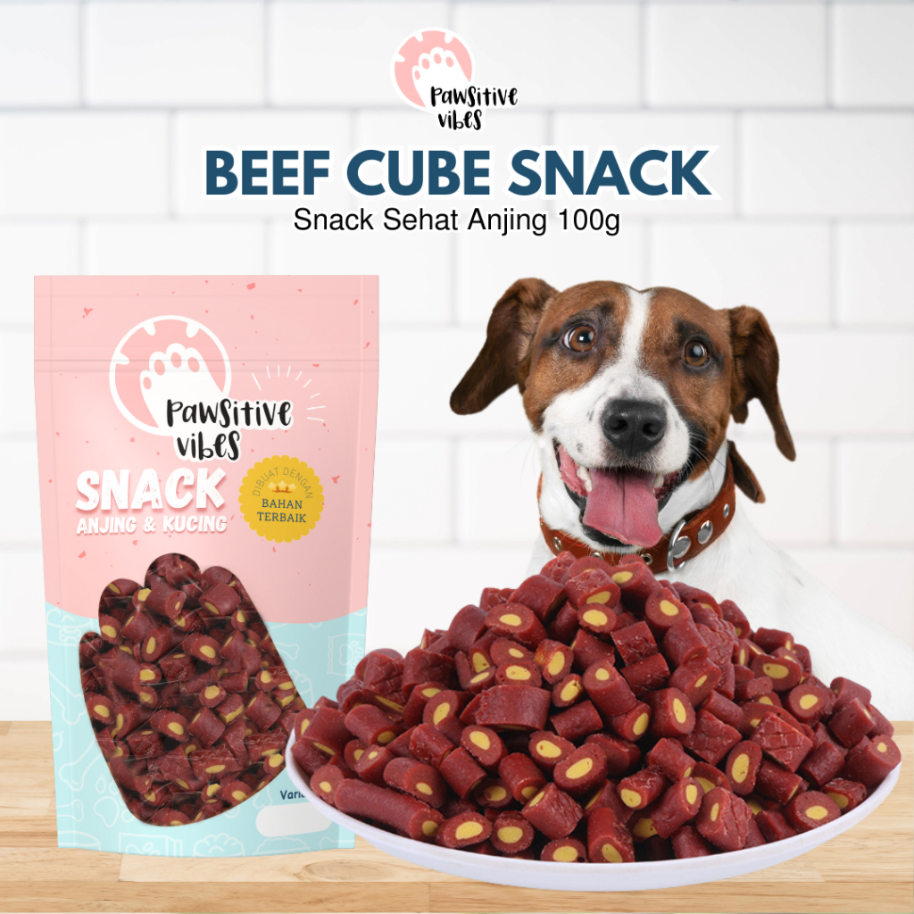 Beef Cube Cemilan Anjing 100gr - Snack Daging Sapi Cube Untuk Anjing - Dog Treats - Camilan Anjing -