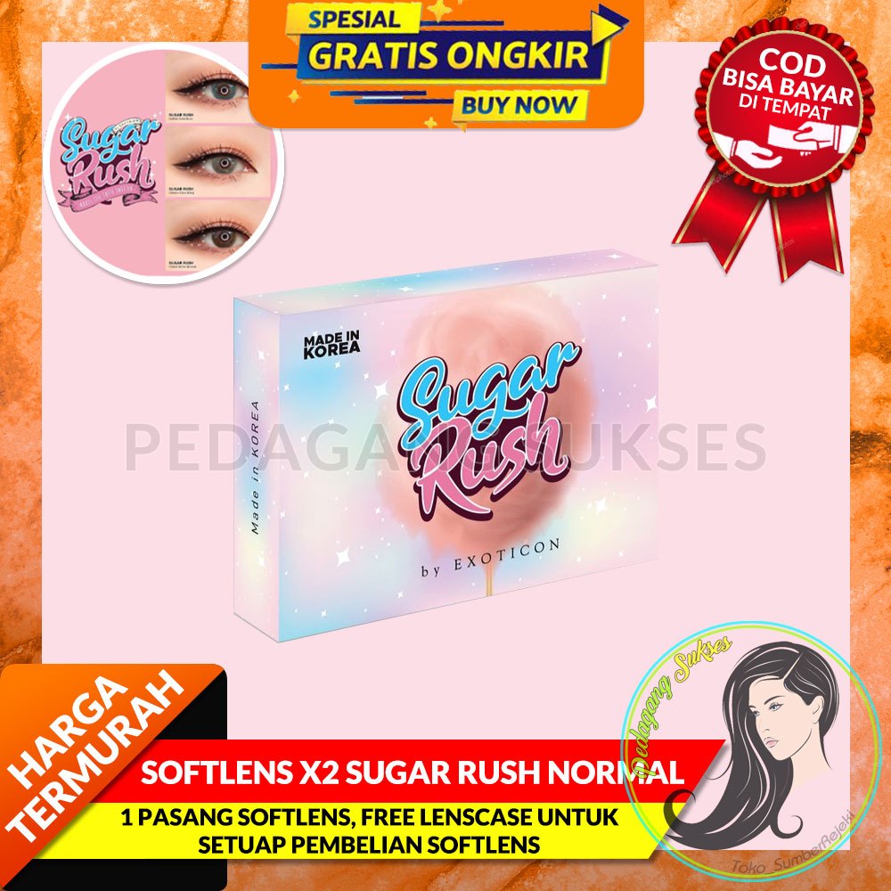 GROSIR PASTI MURAH SOFTLENS X2 SUGAR RUSH NORMAL 14.2 MM by EXOTICON / SOFLENS X2 SUGAR RUSH