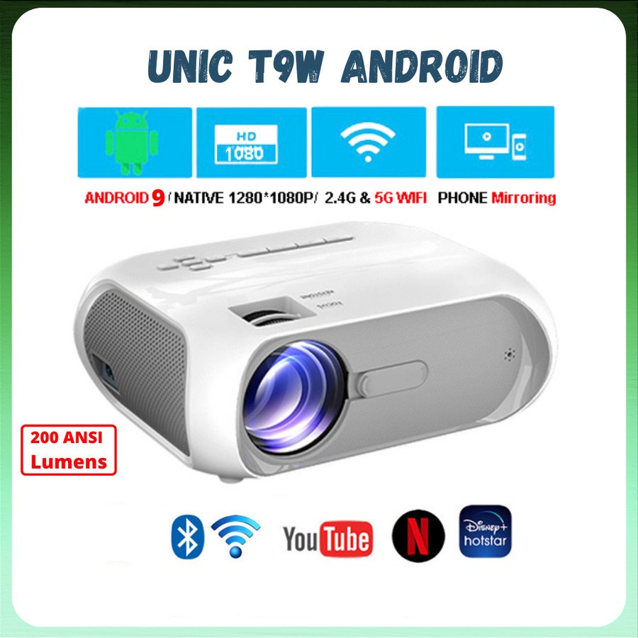 Mini Proyektor Android Led Projector UNIC T9 Android Projector HD 1080P 2800 Lumens