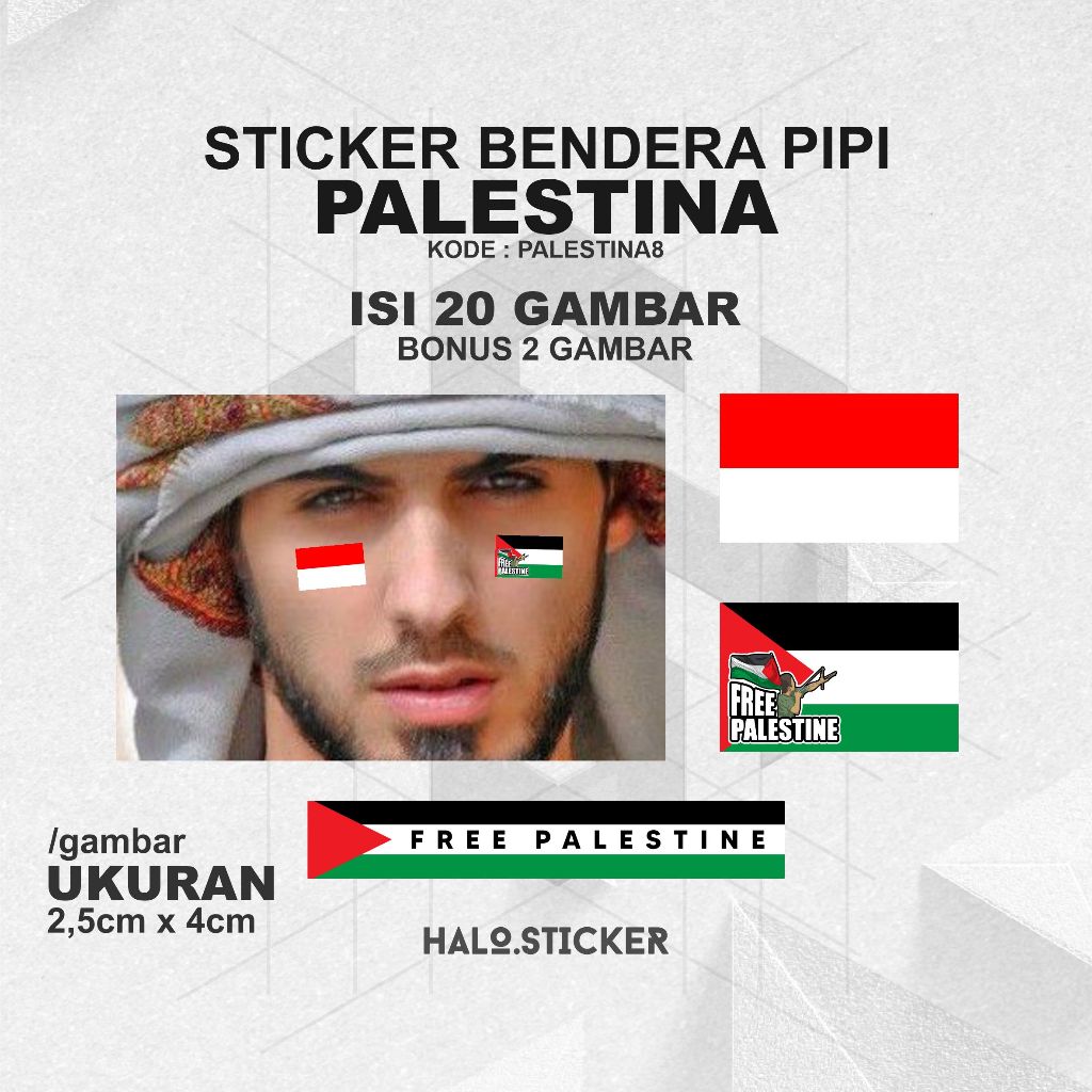 

Stiker PIPI BENDERA PALESTINA INDONESIA ISI 20pcs Bendera Palestina Bahan Vinyl Anti Air Kode PALESTINA8