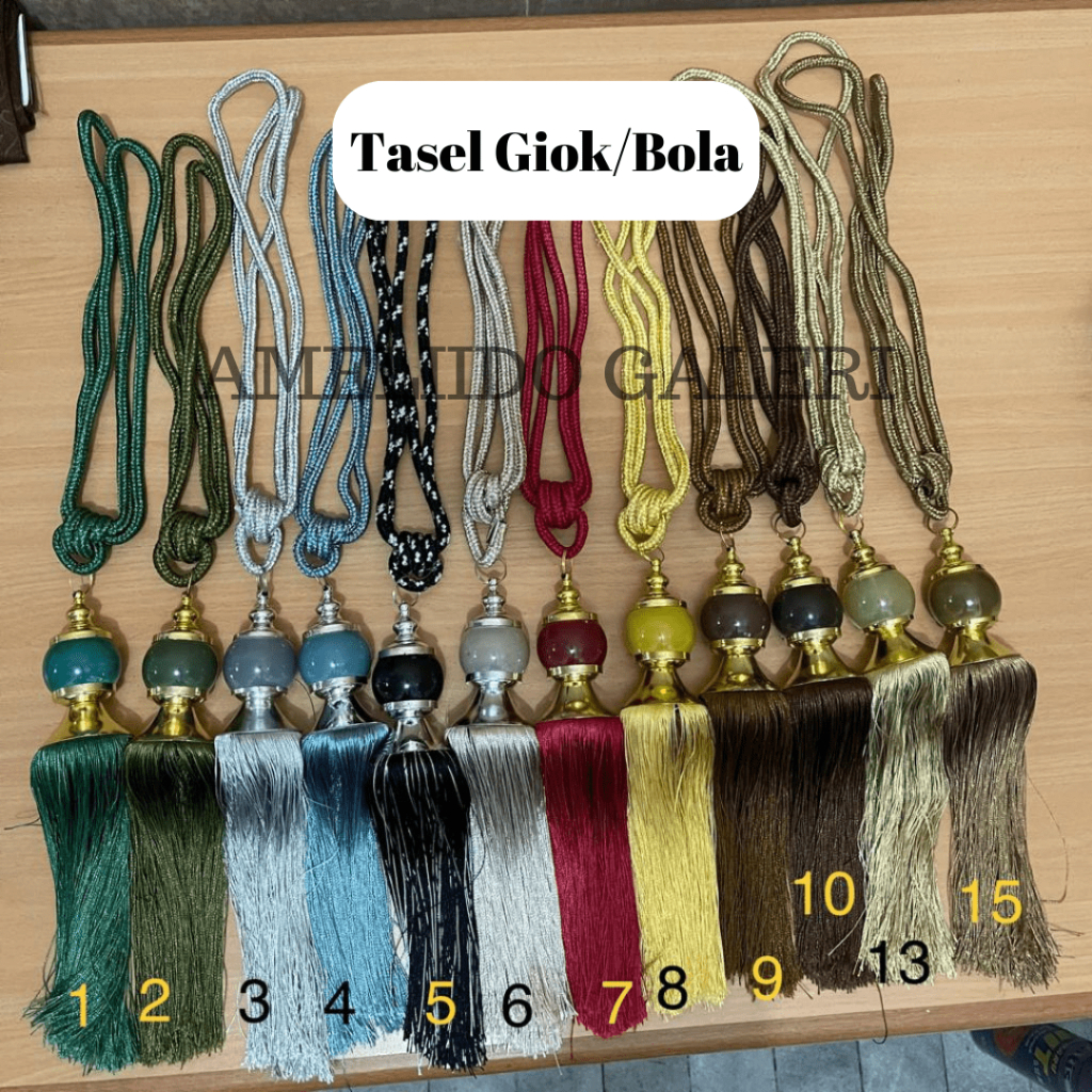Tasel gorden mewah minimalis giok bola tali pengait gorden tali koor 1set (2pcs)