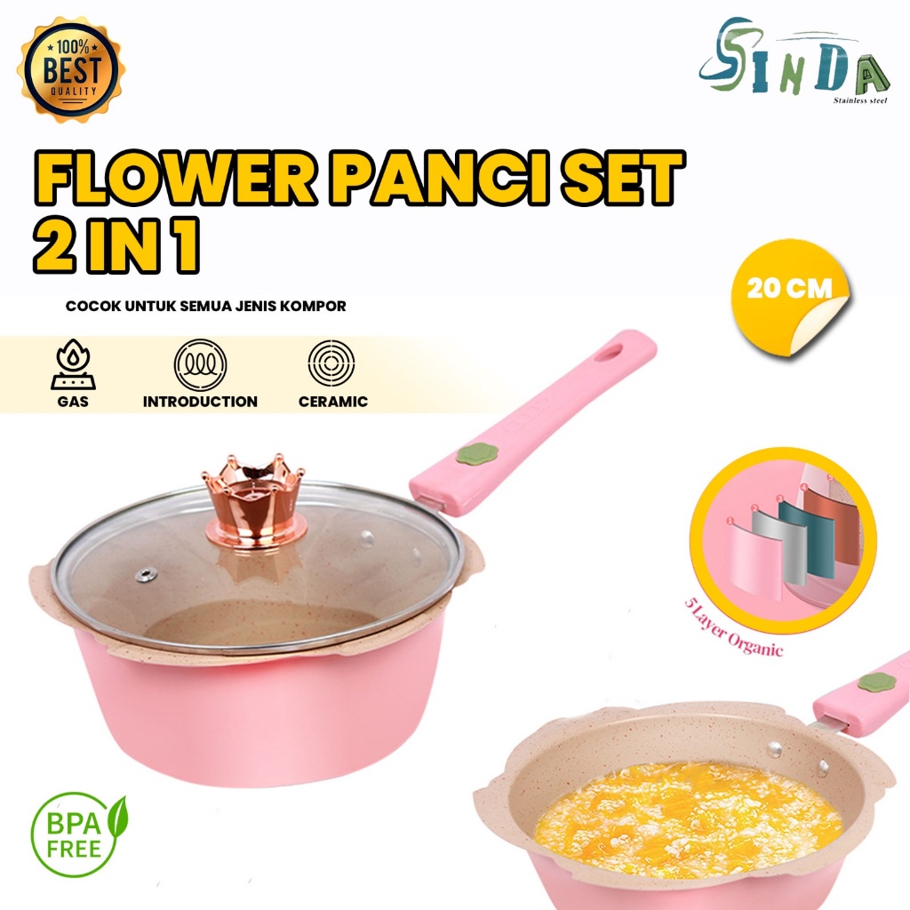 12.12 Terlaris Sinda Store Panci Mpasi Cookware Full Set - Peralatan Panci Bayi Warna Pink/Blue Gran