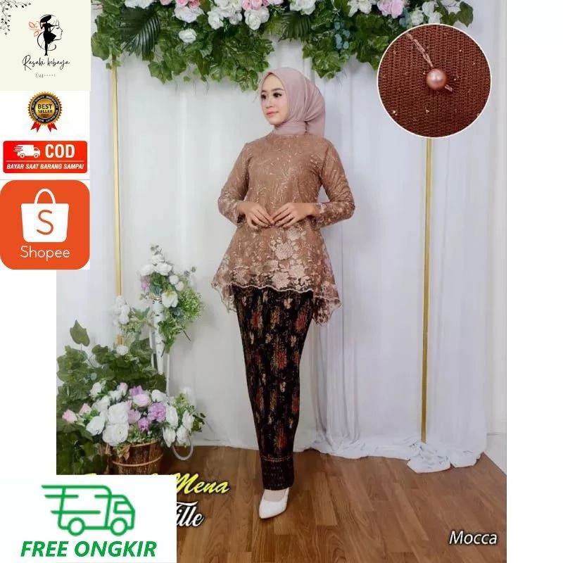 COD - SET KEBAYA RINJANI TILE MUTIARA SET KEBAYA MODERN ATASAN KEBAYA MODERN KEBAYA WISUDA MODERN KE