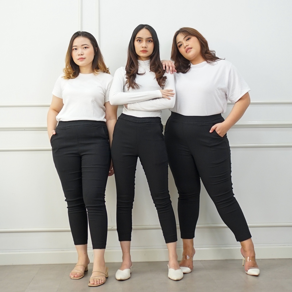 CELANA KAIN WANITA/CELANA KERJA WANITA PINGGANG KARET DAN RESLETING KANCING/CELANA KANTOR WANITA/CEL