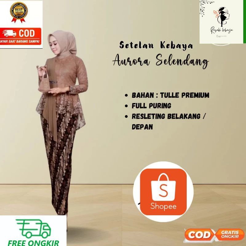 COD - SET KEBAYA SELENDANG AUREL ATASAN KEBAYA MODERN SET KEBAYA WISUDA MODERN SET / ATASAN BLOUSE A