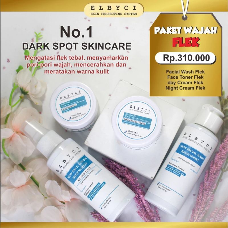 ELBYCI PAKET FLEK-cream penghilang flek bintik hitam freackles melasma wajah