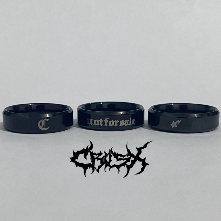 Best Pr0duct STAR RING  / BLACK RING / SILVER RING / CINCIN BINTANG HURUF CINCIN HITAM SILVER POLOS 