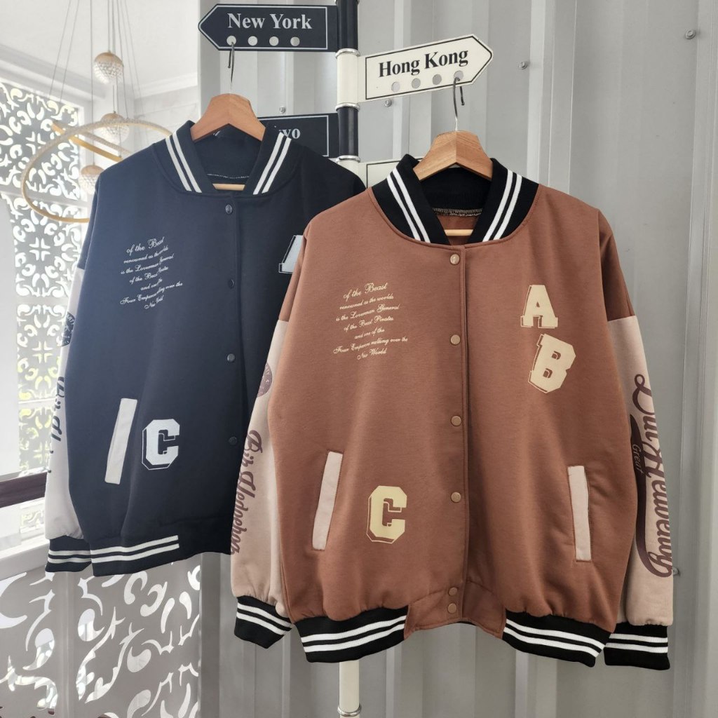 Jaket Baseball Couple ABC – Jaket Pasangan Keren Pria Wanita -  Varsity Jacket Kembaran Trend 2025