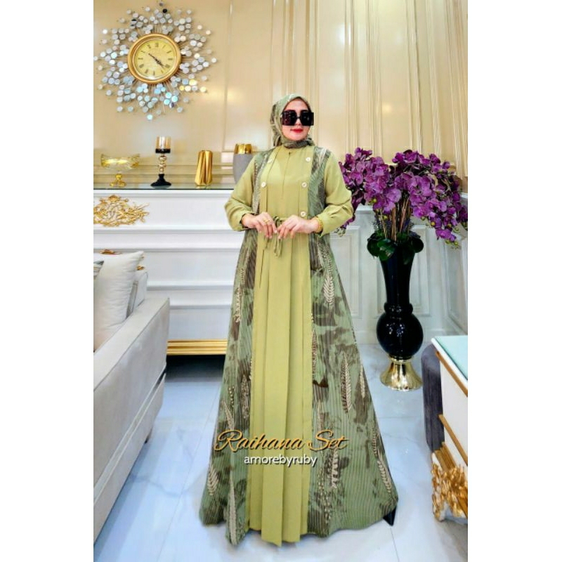 gamis one set gamis+hijab gamis muslimah Raihana dress Amore by ruby