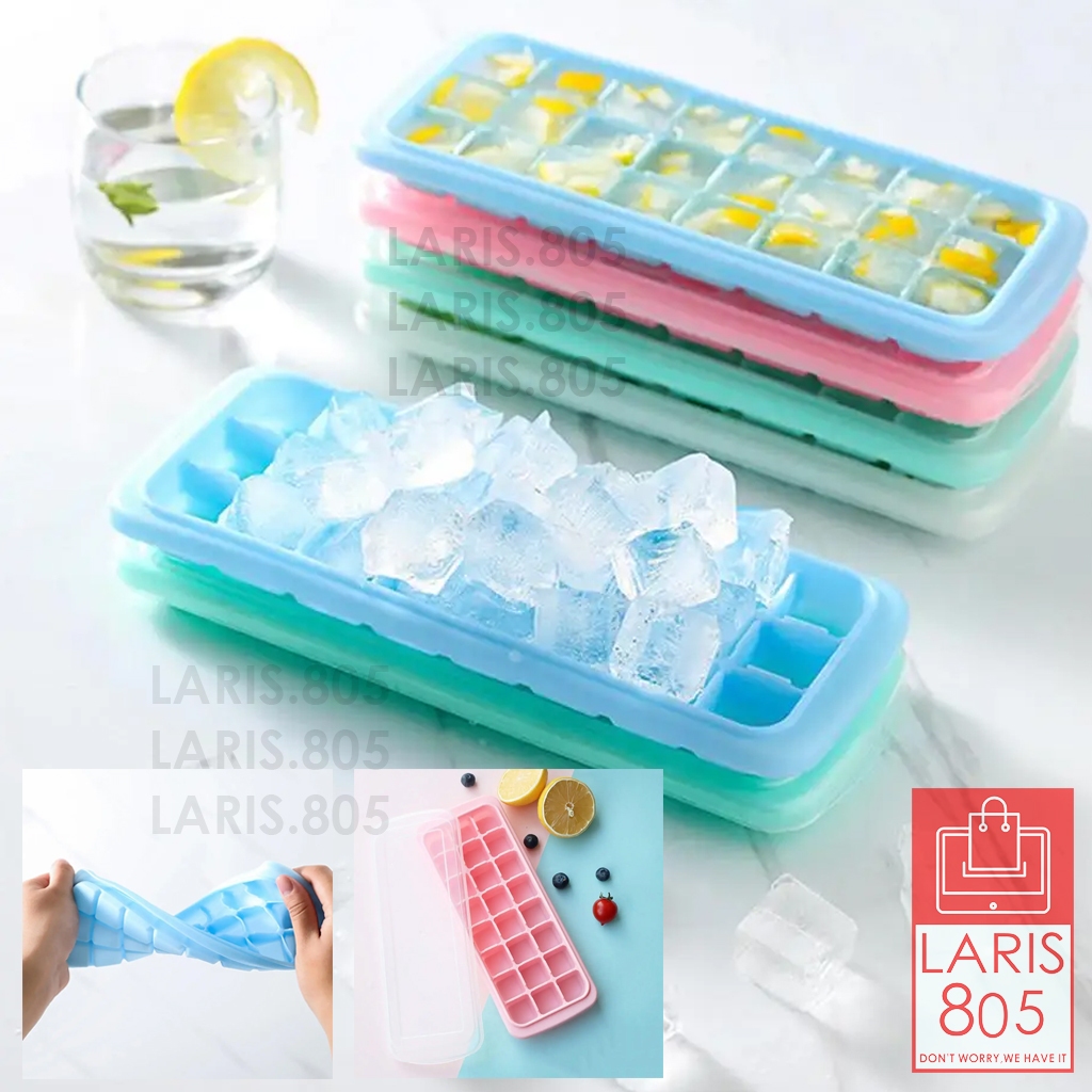 Cetakan Es Silikon/ Cetakan Es 24 Kotak/ Cetakan Silikon + Penutup