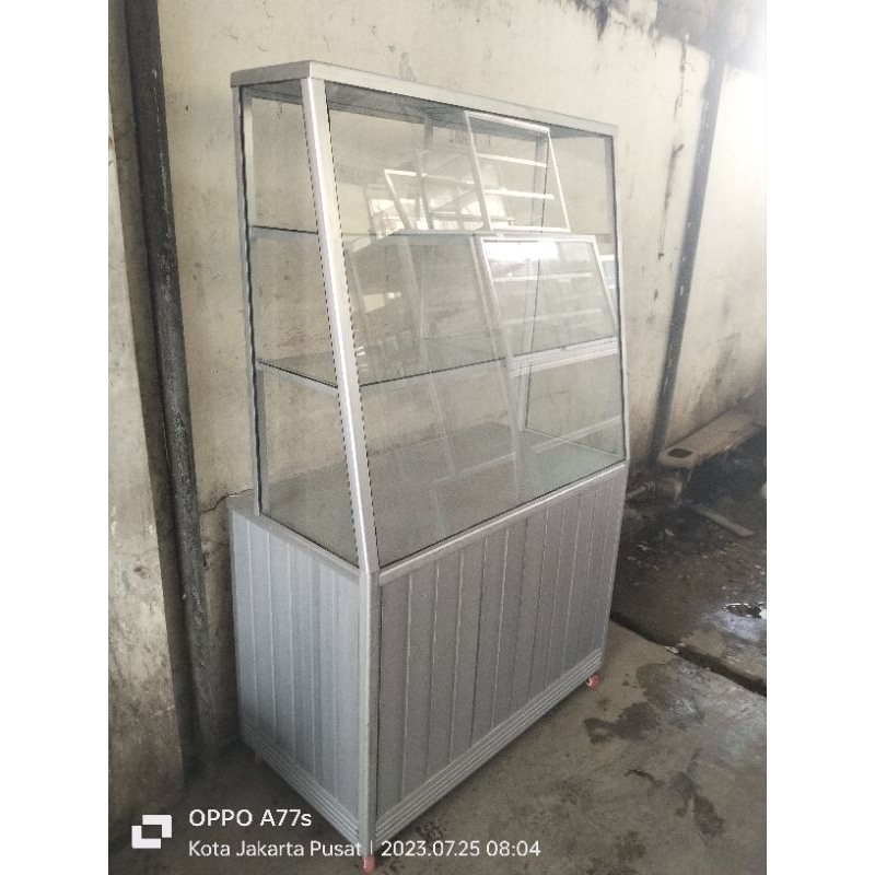 etalase makanan model miring p.100 acp silver