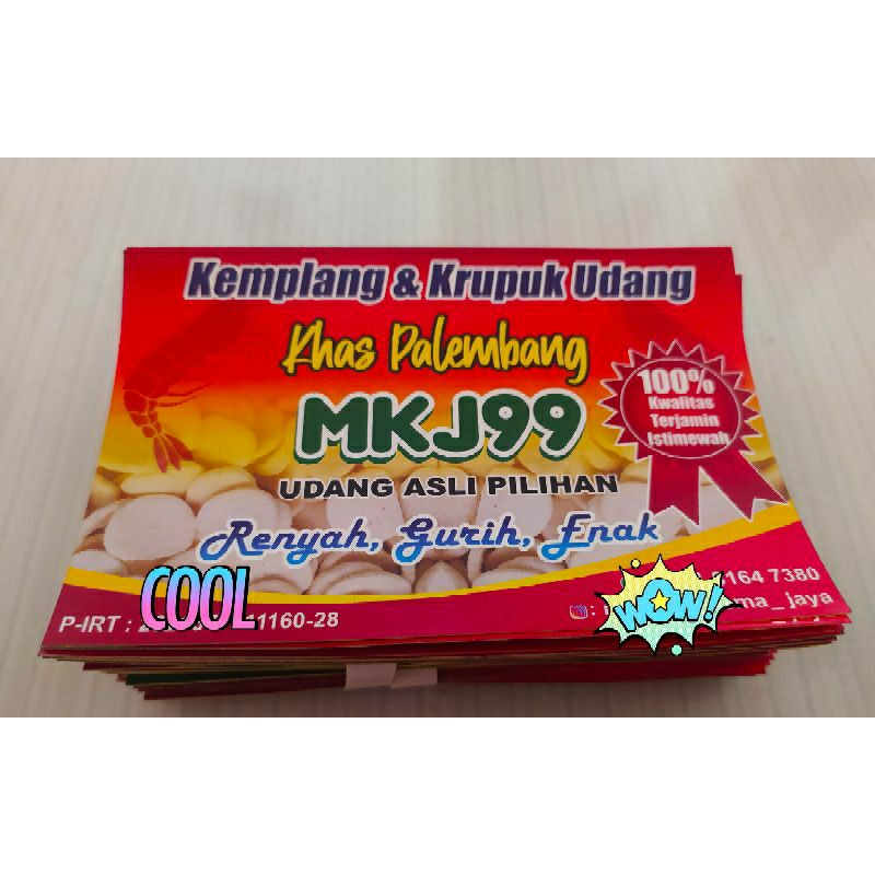

stiker label krupuk, kemplang,pempek