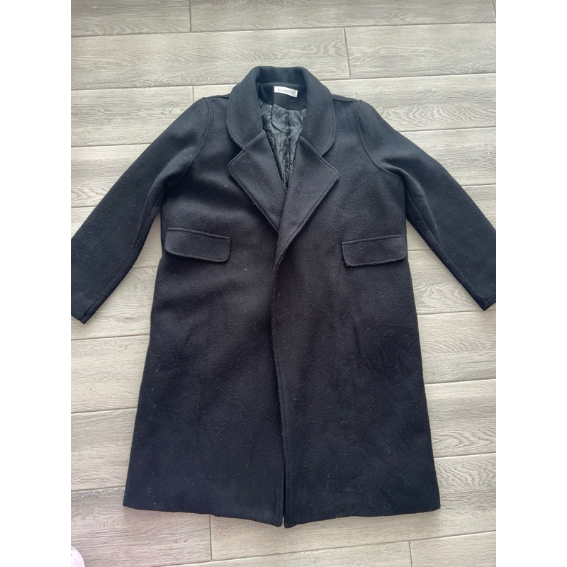 OUTER LONG COAT WOL HITAM RECOMEND