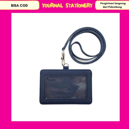

ID Card Flashee Holder Horizontal Kulit Lanyard Biru Tua Landscape PU Leather ID Card Holder Horisontal Navy Murah Berkualitas