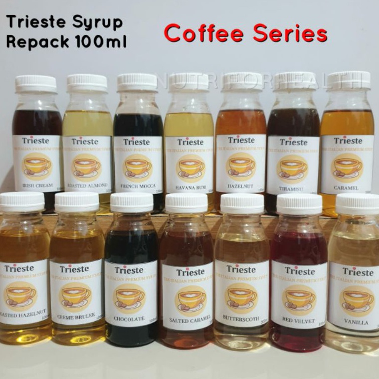 

[WTQ] (100ml) Trieste Syrup HALAL Caramel Creme Brulee Hazelnut Almond Irish Vanilla Chocolate Mocca Kirim Langsung