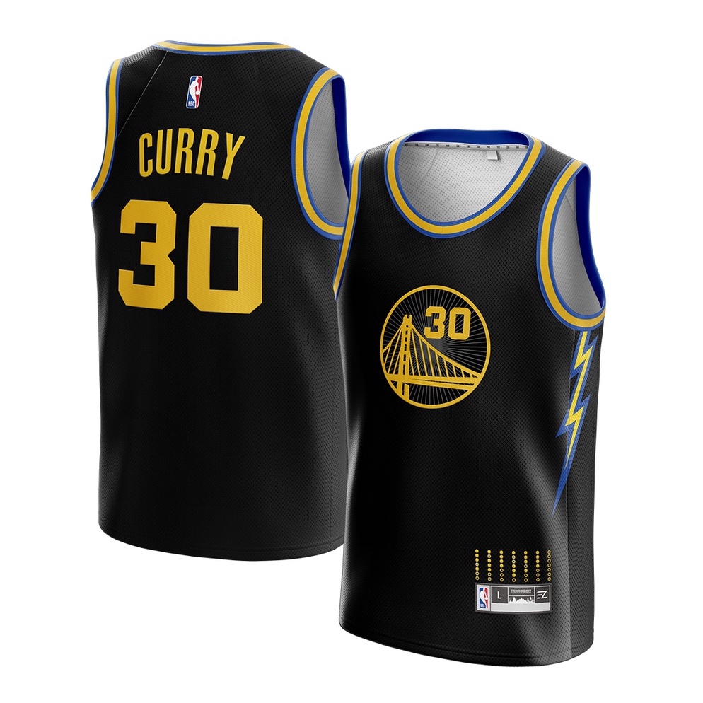 82 Jersey Stephen Curry Golden State GSW Warriors #30 75th Anniversary BLACK HITAM CITY 2021 Swingma