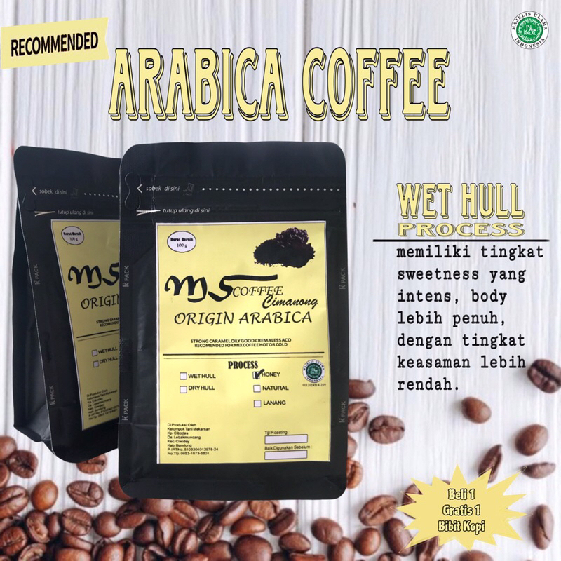 

Kopi Arabica Wet Hull Process 200gr - MS Coffee Cimanong Ciwidey Origin Arabica