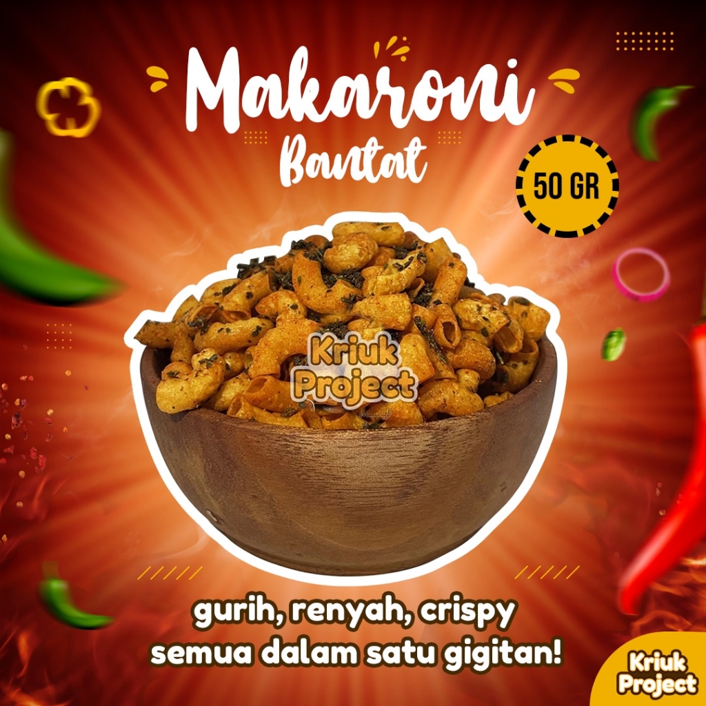 

50 gr Makaroni Bantet Renyah Kriuk Makanan Ringan Snack Cemilan Pedas Daun Jeruk Murah