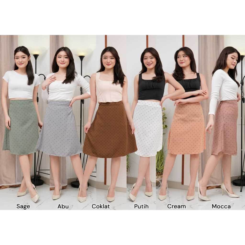 rok polka pendek/selutut L-XL-XXL/rok polkadot kecil korea style