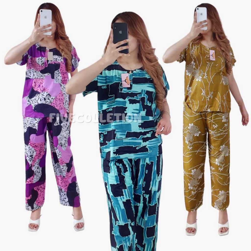 Setelan Celana Panjang Wanita Piyama Baju Tidur Rayon Bali Ld 110 Murah Kekinian